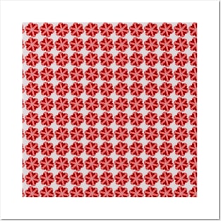 Red Daisy Pattern Posters and Art